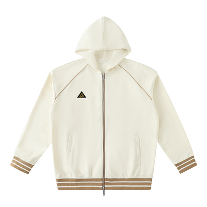 Striped Trim Zip-Up Hoodie