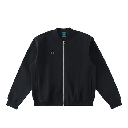Essential Zip-Up Fleeced Varsity Jacket