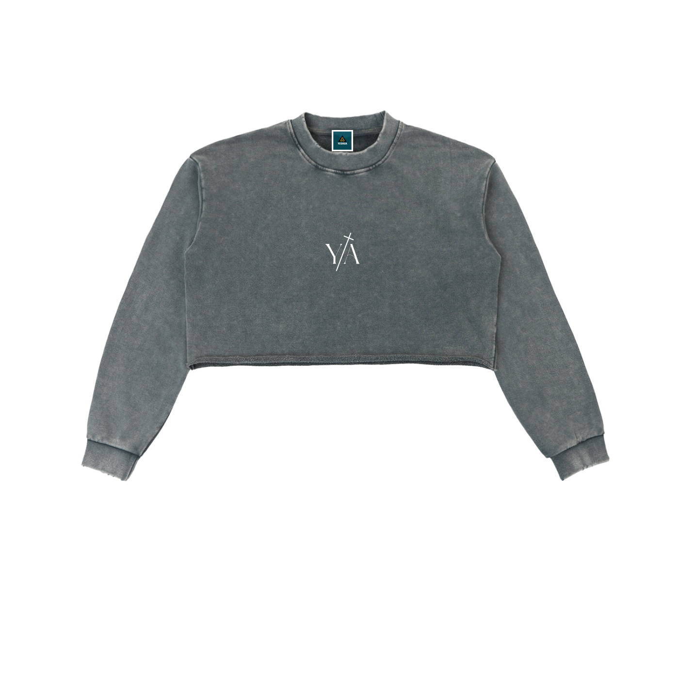 Snow Washed Raw Edge Cropped Sweatshirt