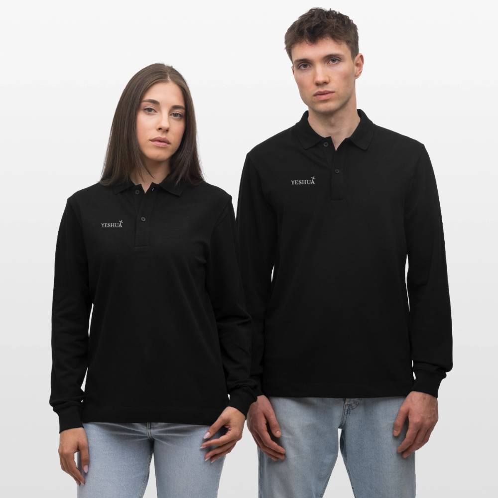 Organic Unisex Long-Sleeved Polo Shirt - black