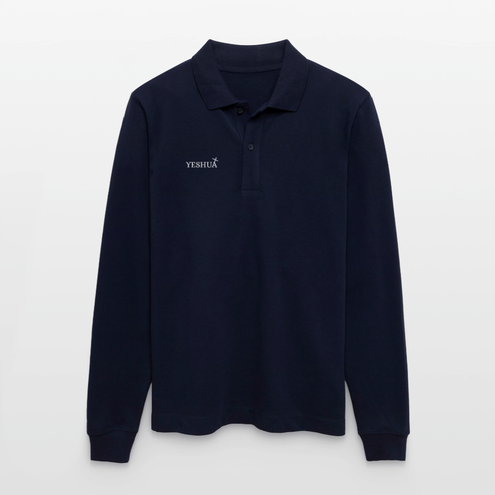 Organic Unisex Long-Sleeved Polo Shirt - navy