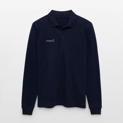 Organic Unisex Long-Sleeved Polo Shirt - navy