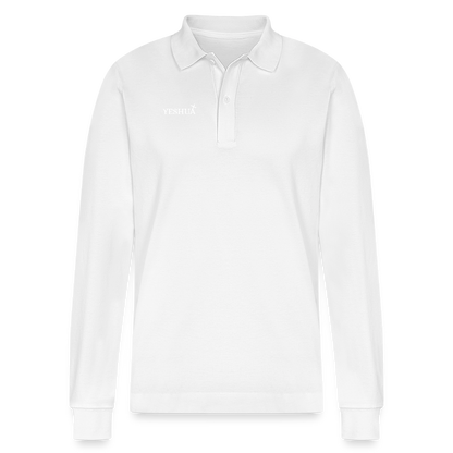 Organic Unisex Long-Sleeved Polo Shirt - white
