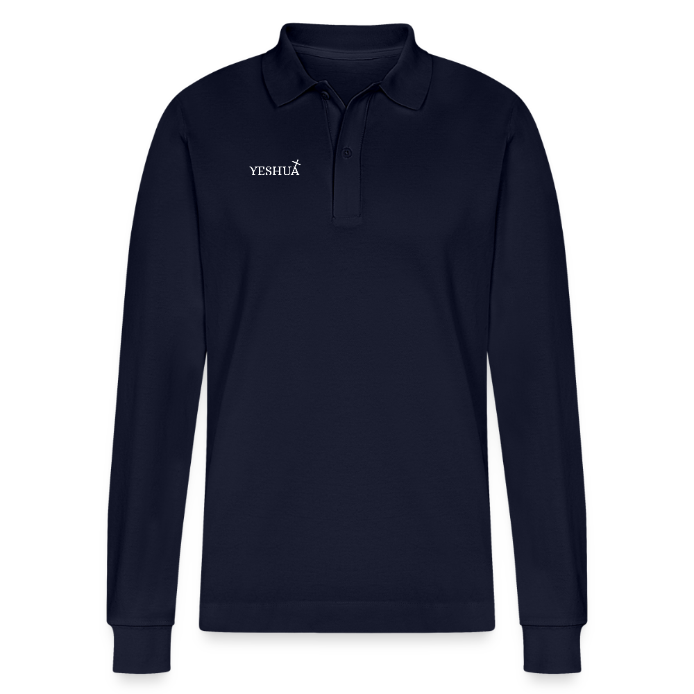 Organic Unisex Long-Sleeved Polo Shirt - navy