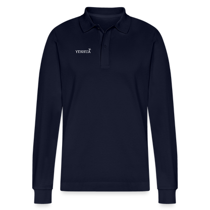 Organic Unisex Long-Sleeved Polo Shirt - navy