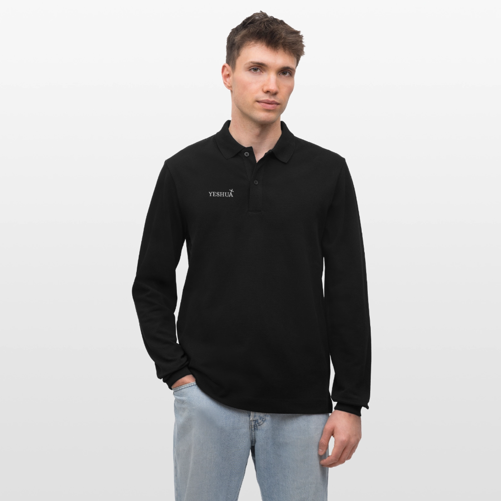 Organic Unisex Long-Sleeved Polo Shirt - black