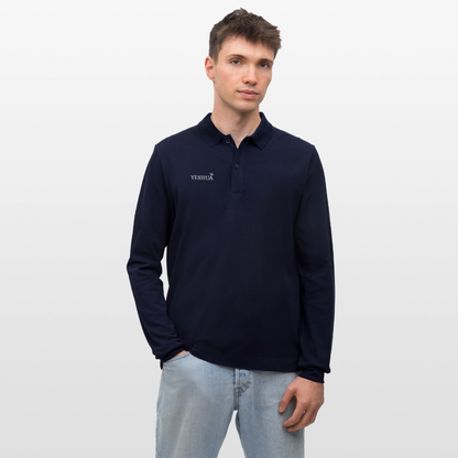 Organic Unisex Long-Sleeved Polo Shirt - navy