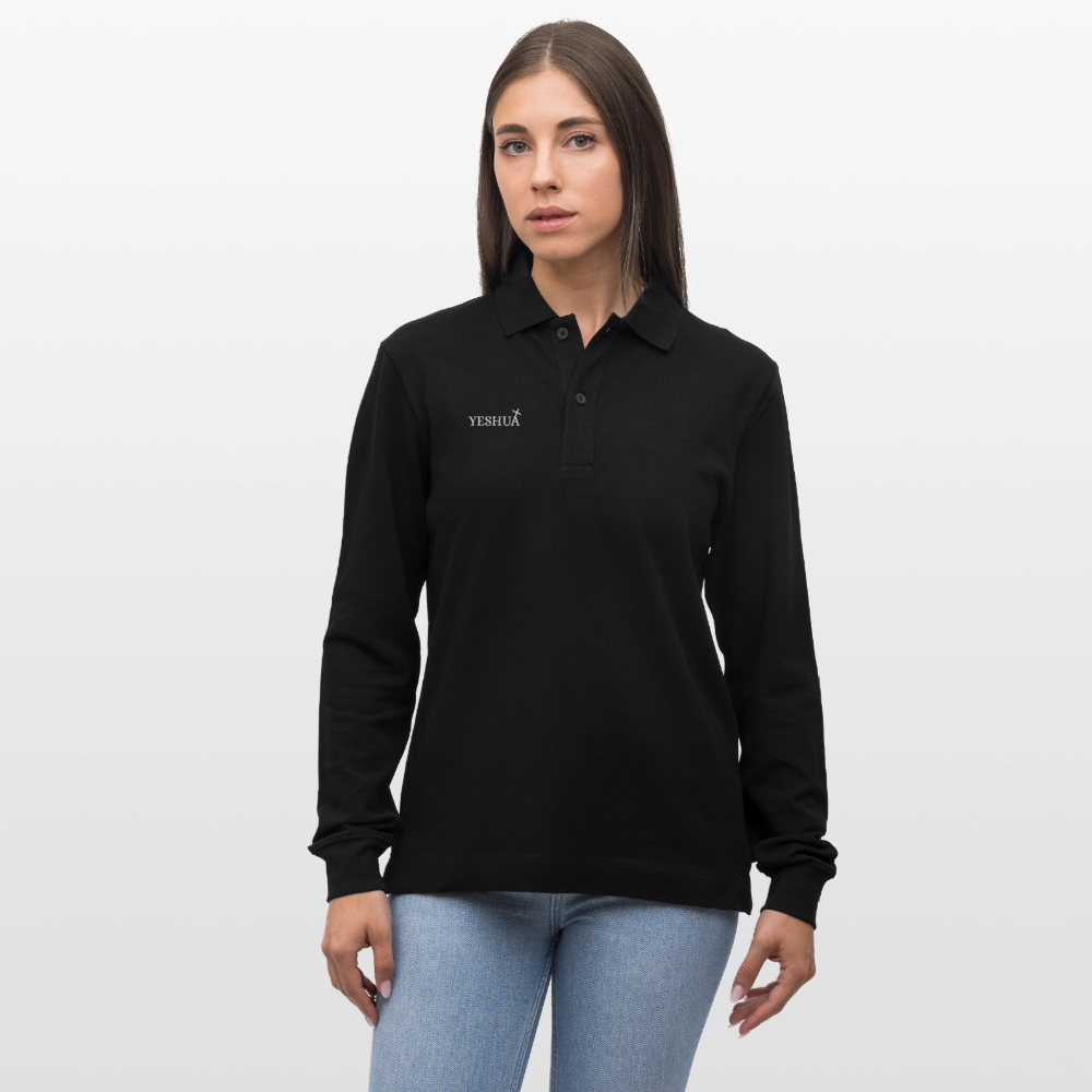 Organic Unisex Long-Sleeved Polo Shirt - black