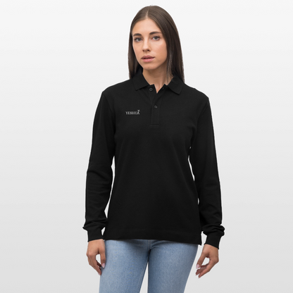 Organic Unisex Long-Sleeved Polo Shirt - black