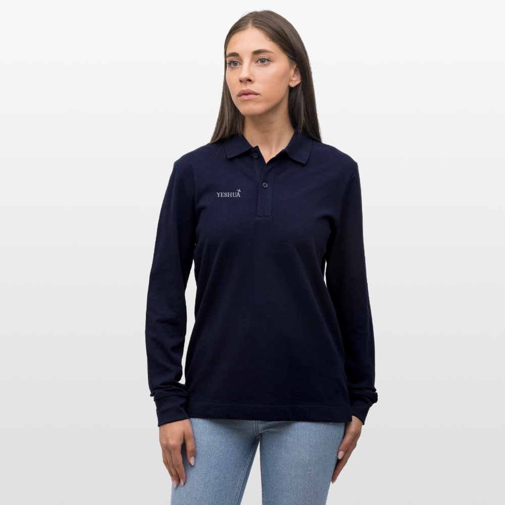 Organic Unisex Long-Sleeved Polo Shirt - navy