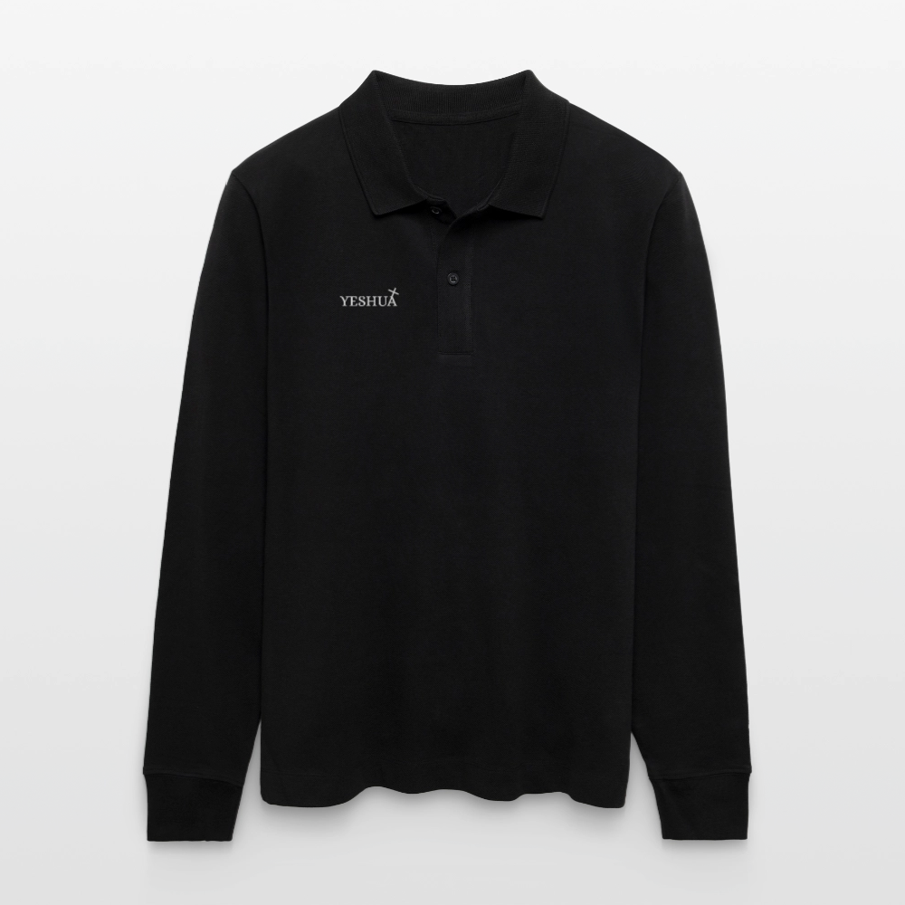 Organic Unisex Long-Sleeved Polo Shirt - black