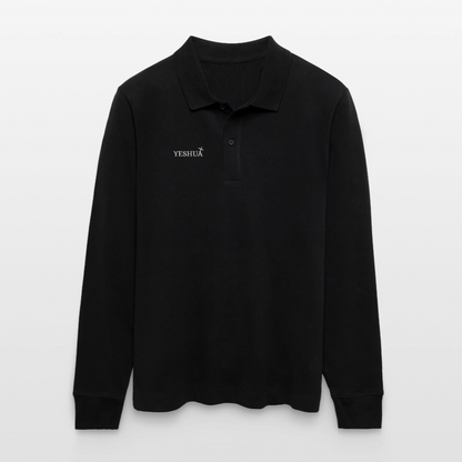Organic Unisex Long-Sleeved Polo Shirt - black