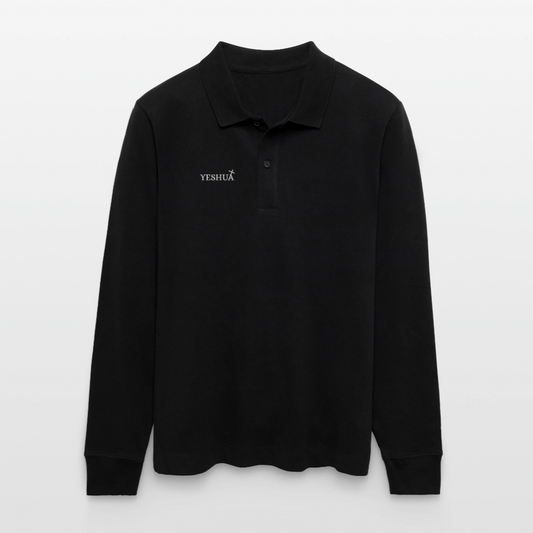 Organic Unisex Long-Sleeved Polo Shirt - black
