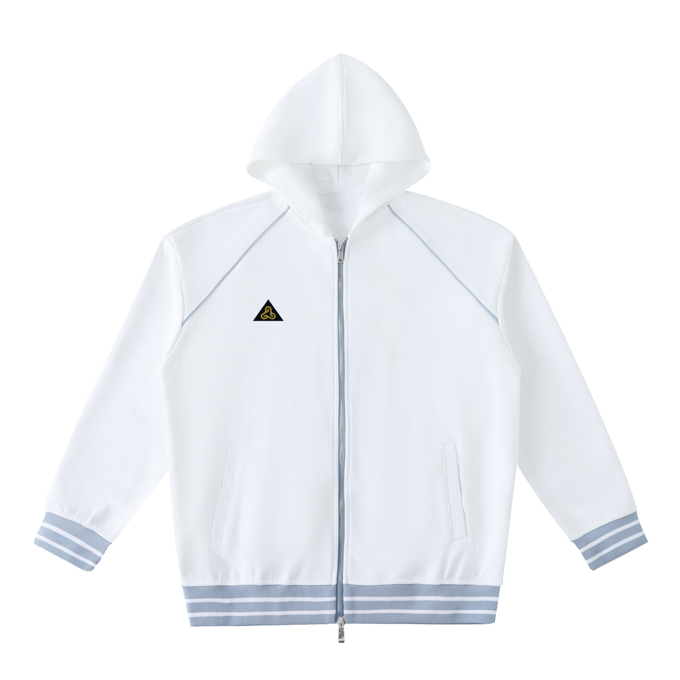 Striped Trim Zip-Up Hoodie