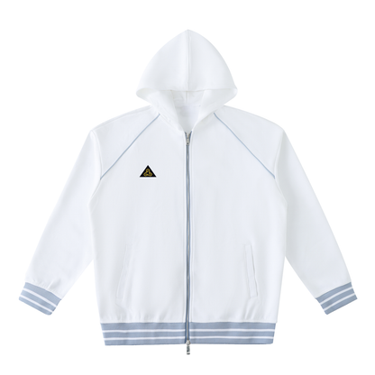 Striped Trim Zip-Up Hoodie