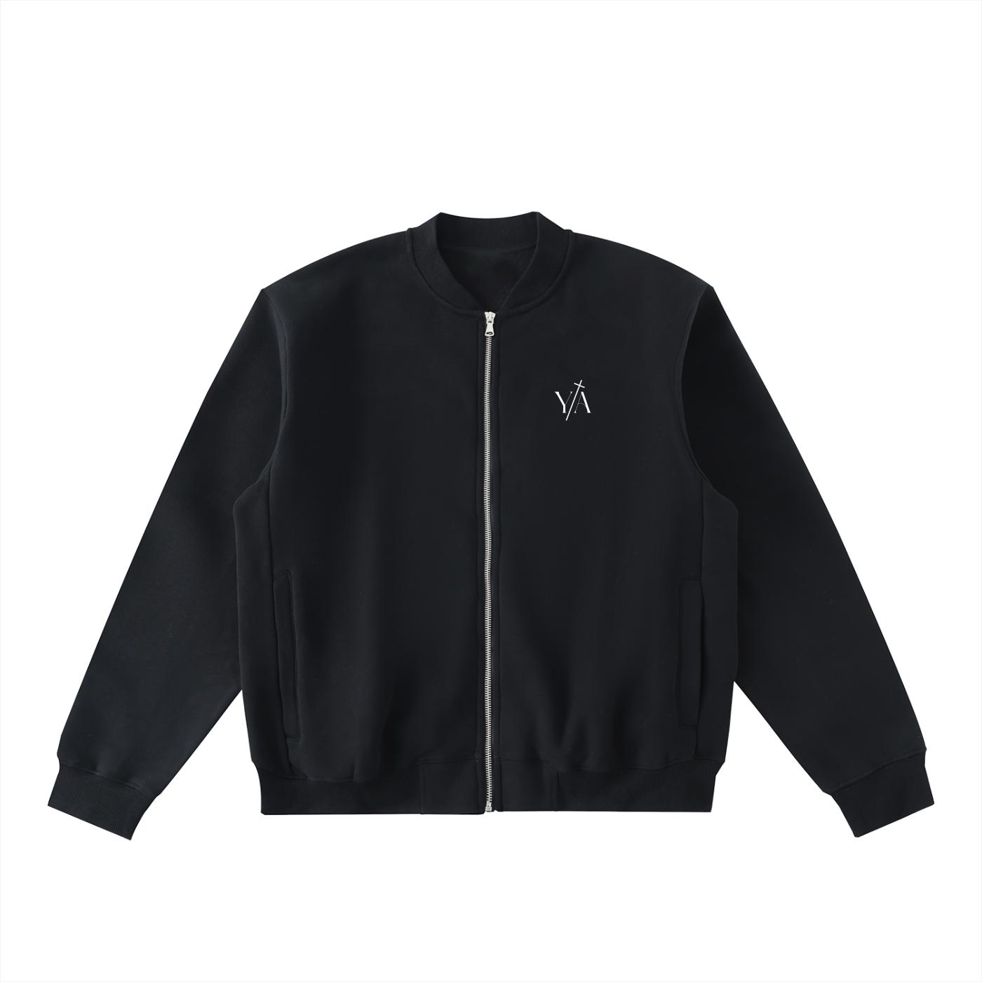 Essential Zip-Up Fleeced Varsity Jacket