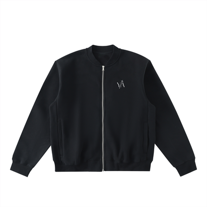 Essential Zip-Up Fleeced Varsity Jacket