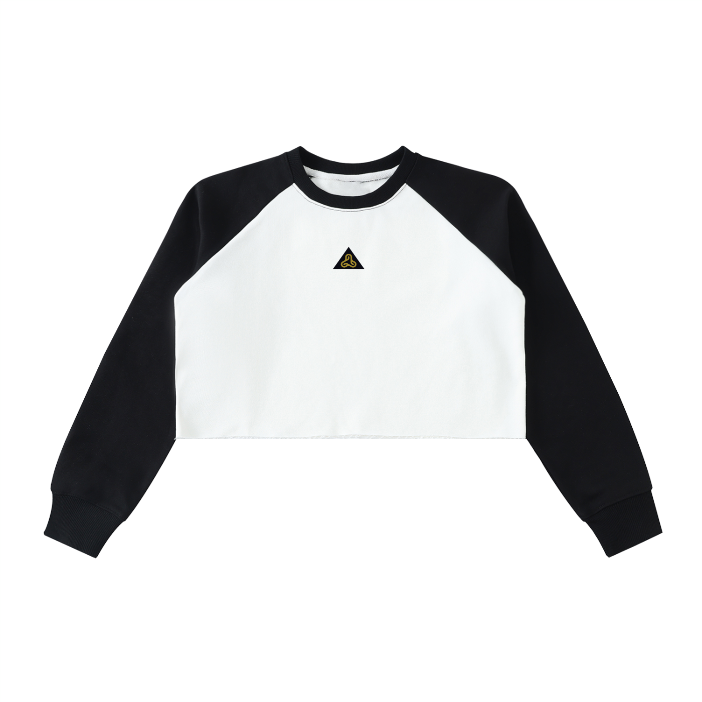 Raw-Hem Color-Block Raglan Crop Sweatshirt
