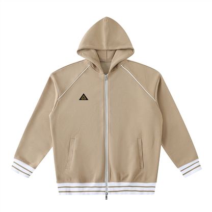 Striped Trim Zip-Up Hoodie