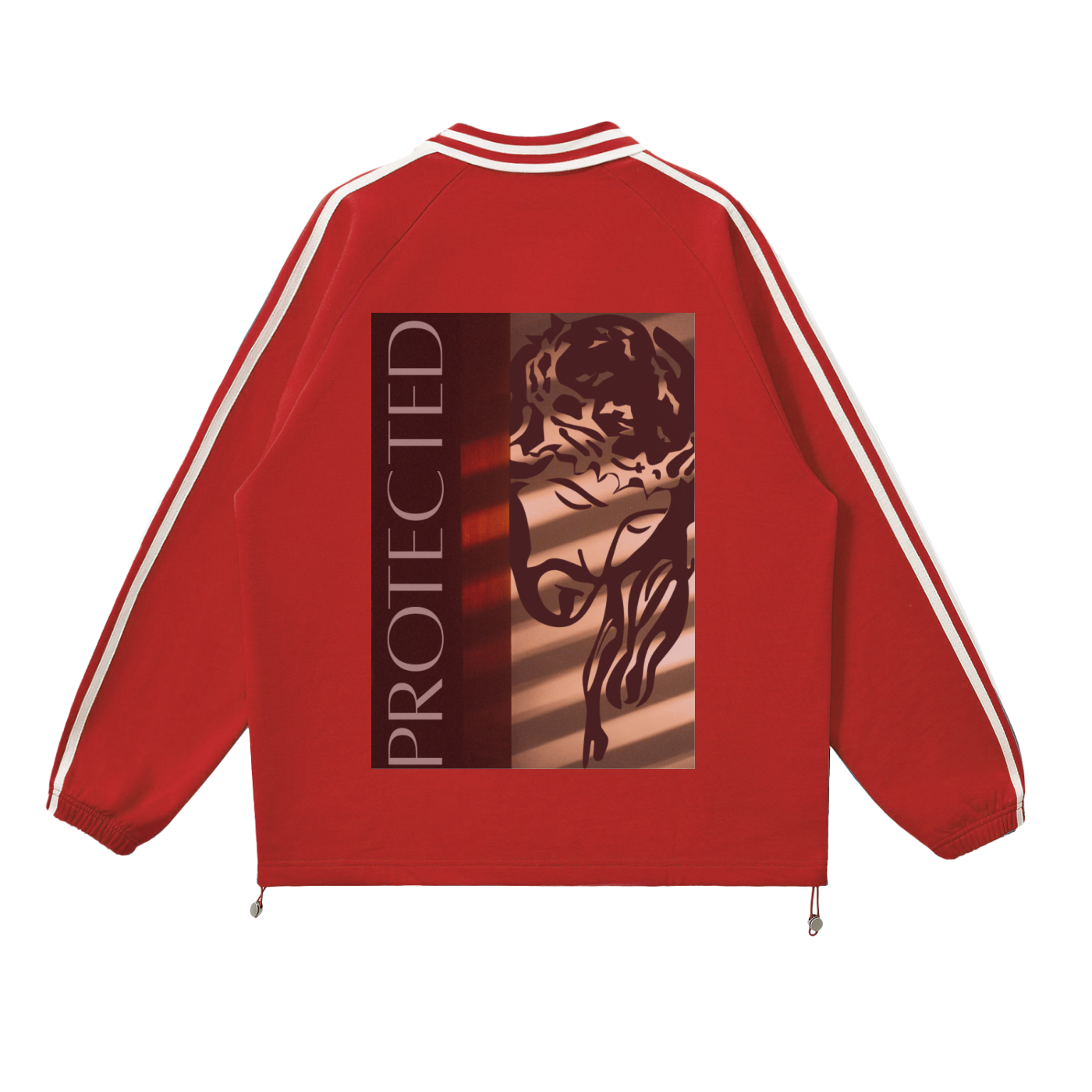 Contrast Striped Lapel Collar Sweatshirt