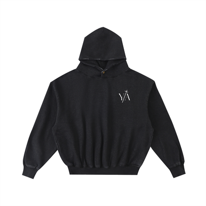 Frayed Enzyme Washed Fleece Hoodie