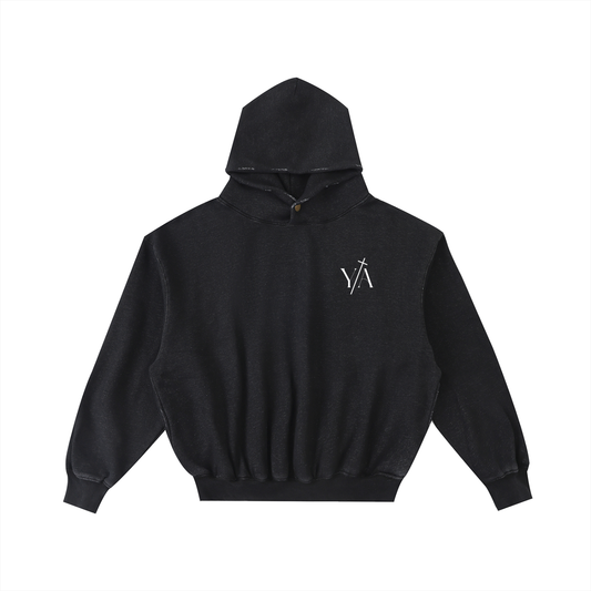 Frayed Enzyme Washed Fleece Hoodie