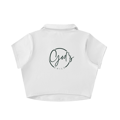 V-Neck Lapel Crop Top