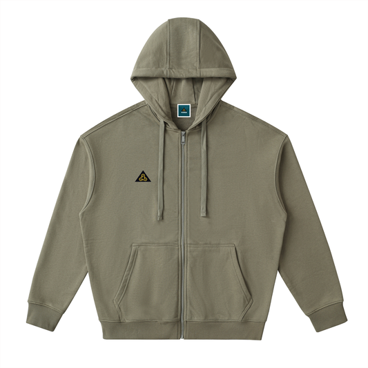 Drop-Shoulder Zip Up Hoodie