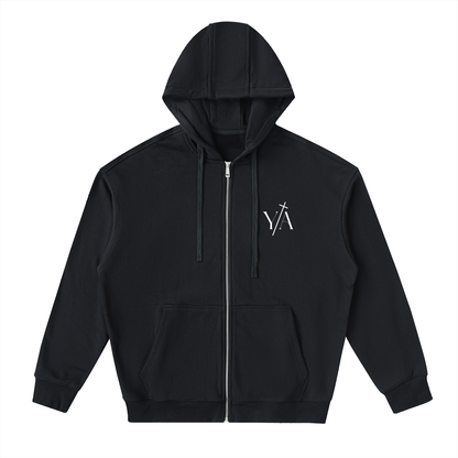 Drop-Shoulder Zip Up Hoodie