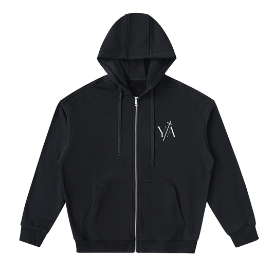Drop-Shoulder Zip Up Hoodie