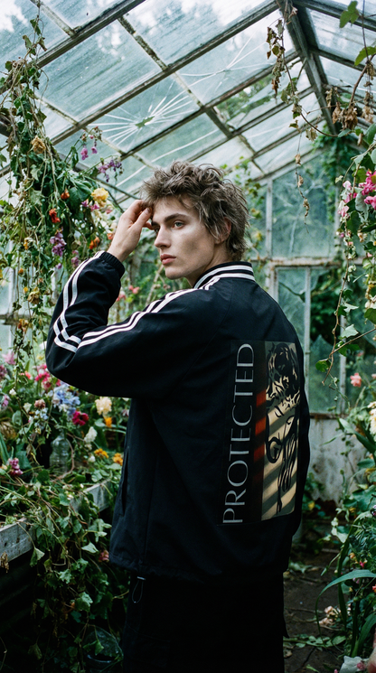 Contrast Striped Lapel Collar Sweatshirt