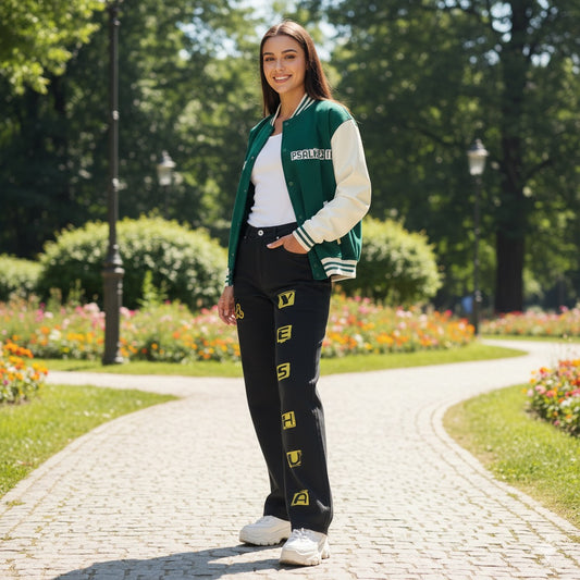 Two Tone Raglan Sleeve Varsity Jacket