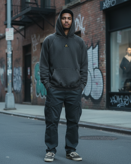 Vintage Washed Frayed-Hem Hoodie