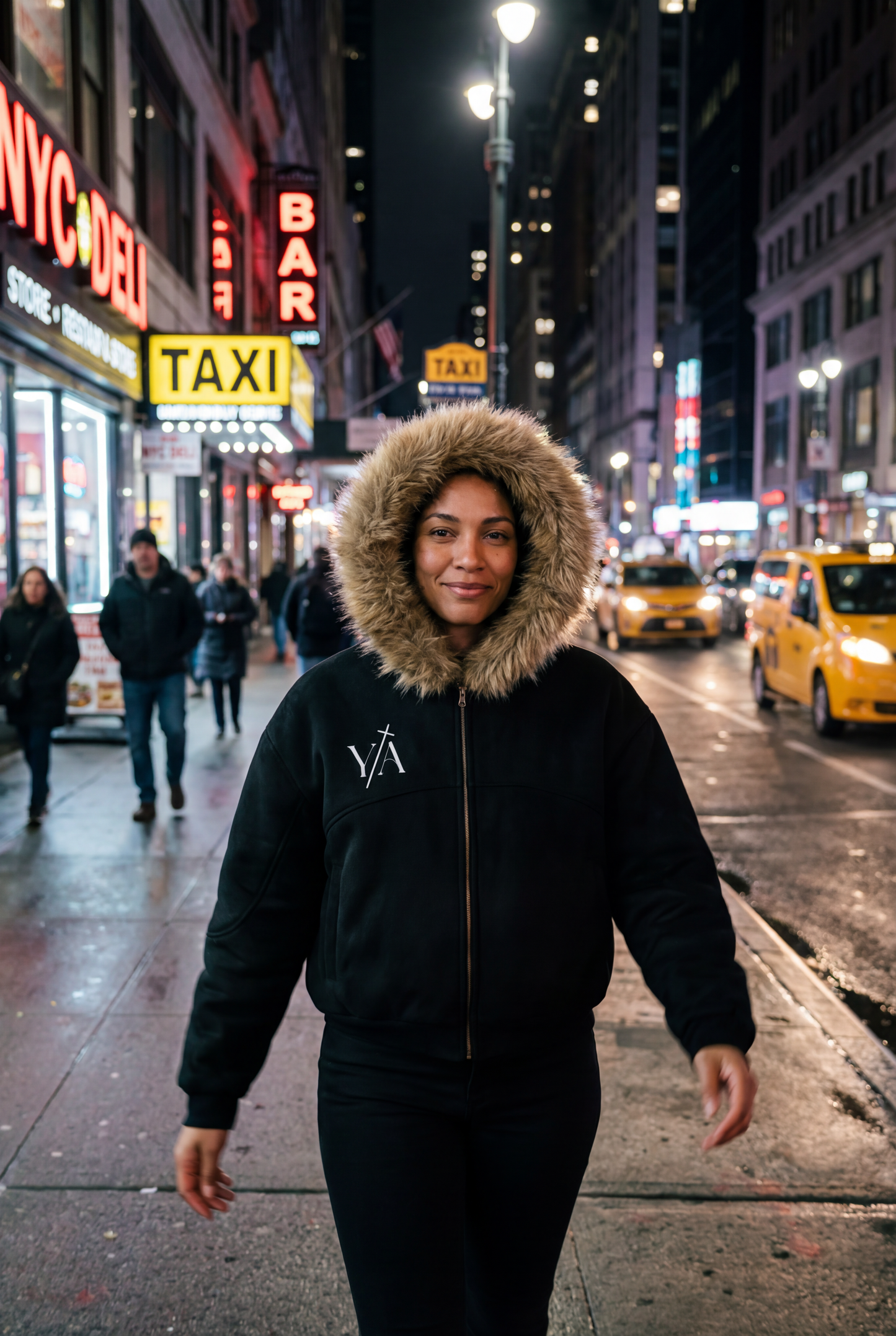 Sun Fade Boxy Detachable Fur Hoodie