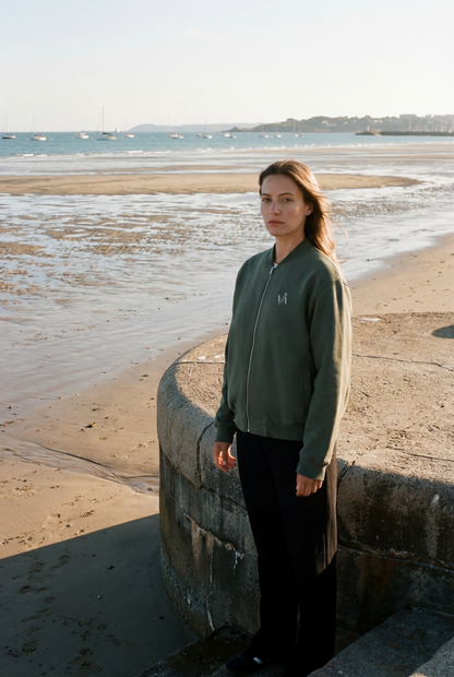 Essential Zip-Up Fleeced Varsity Jacket