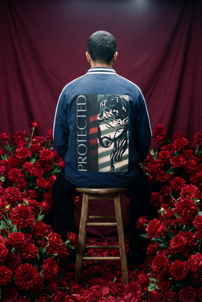 Contrast Striped Lapel Collar Sweatshirt