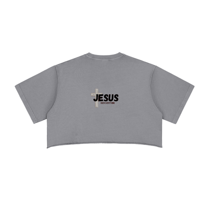 Snow Washed Raw Edge Crop Top