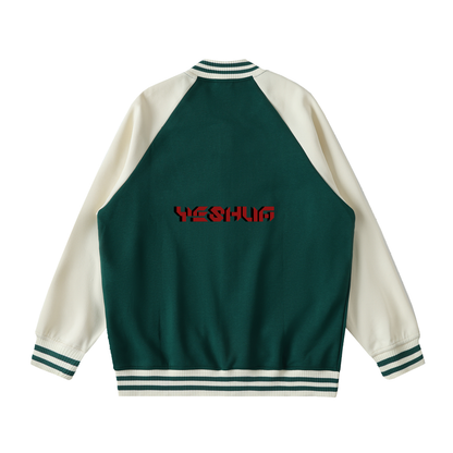 Two Tone Raglan Sleeve Varsity Jacket