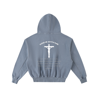 Frayed Enzyme Washed Fleece Hoodie