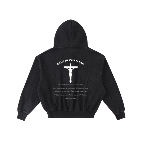 Frayed Enzyme Washed Fleece Hoodie