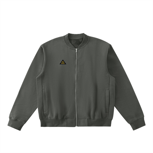 Essential Zip-Up Fleeced Varsity Jacket