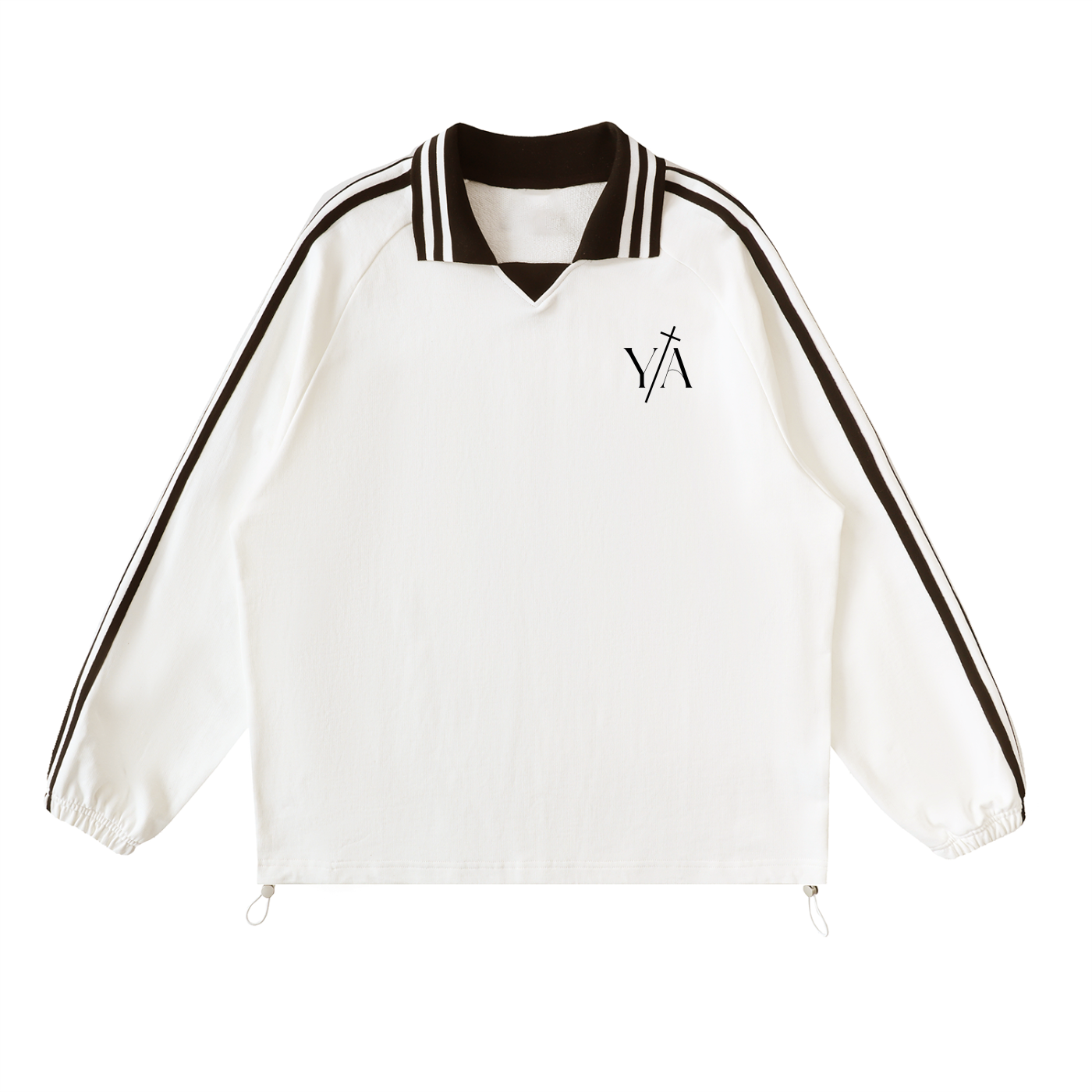 Contrast Striped Lapel Collar Sweatshirt