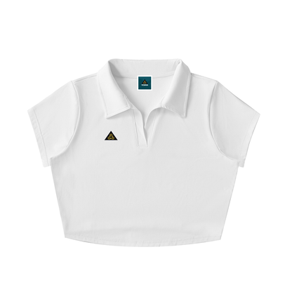 V-Neck Lapel Crop Top