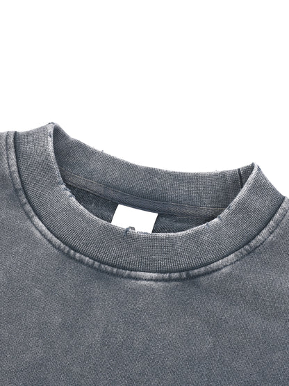 Snow Washed Raw Edge Cropped Sweatshirt