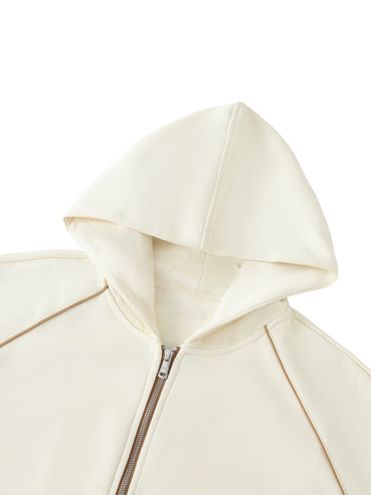 Striped Trim Zip-Up Hoodie
